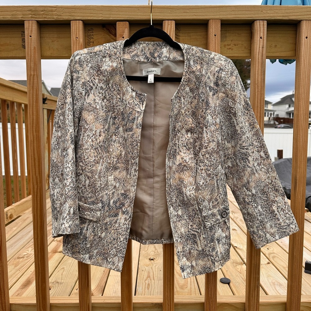 Dressbarn Neutral Snake Print Blazer
